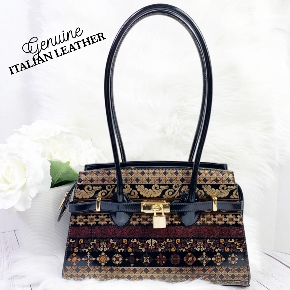 TALJA Embossed Genuine Italian Leather Handbag/Shoulder Purse
